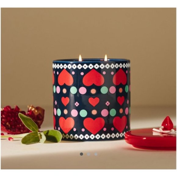NWT-Anthropologie Maeve Floral Pomegranate & Sage Ceramic Candle - Picture 1 of 4